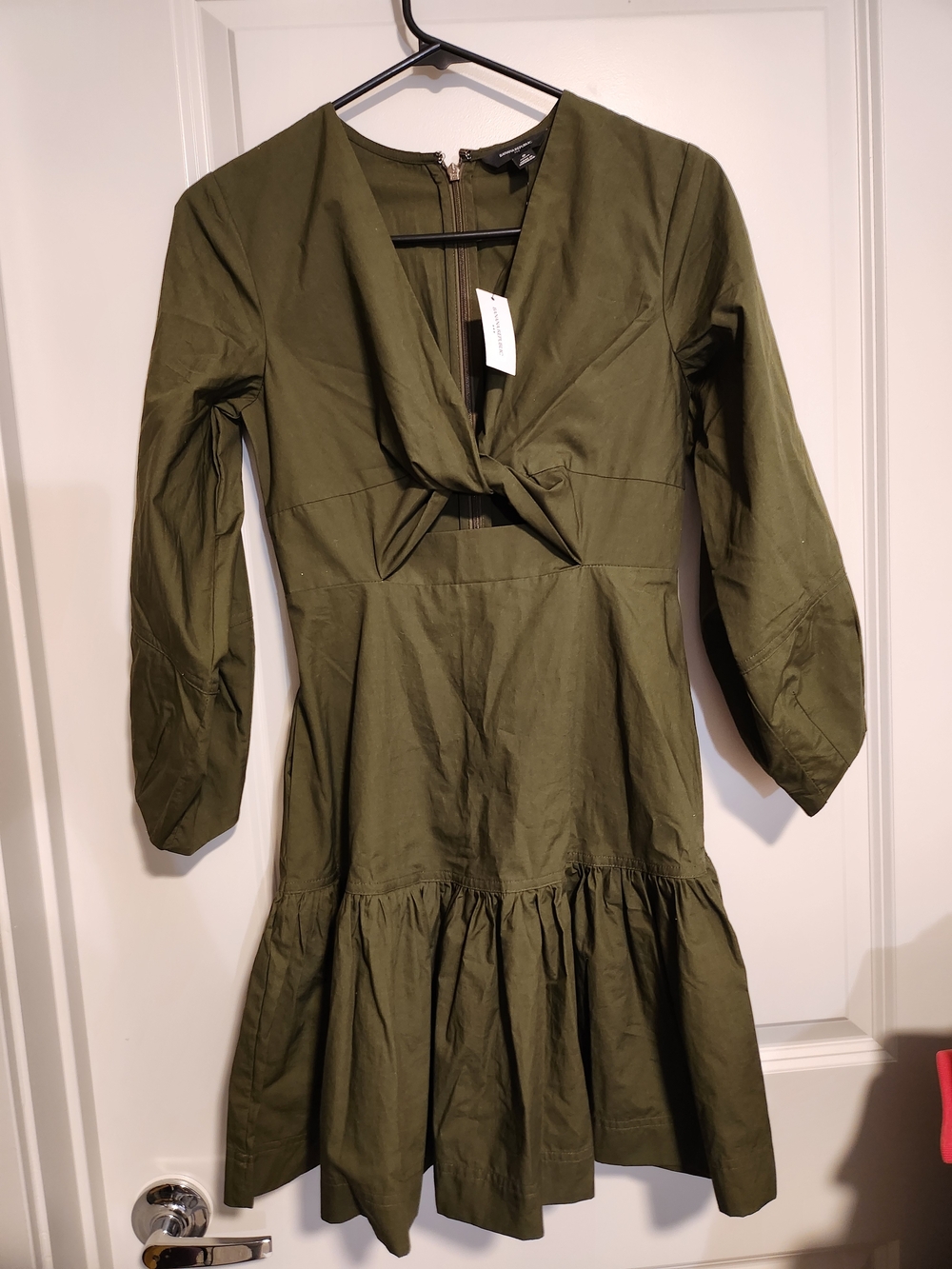 Banana Republic Olive Green Petite Dress with Back Zipper